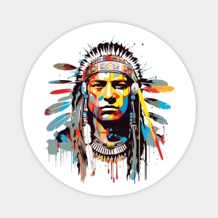 American Native Indian Brave Warrior Inspiration People Abstract Magnet